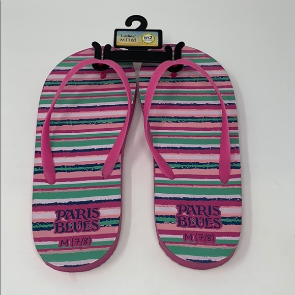 Paris Blues Striped Flip Flops - Picture 3 of 10
